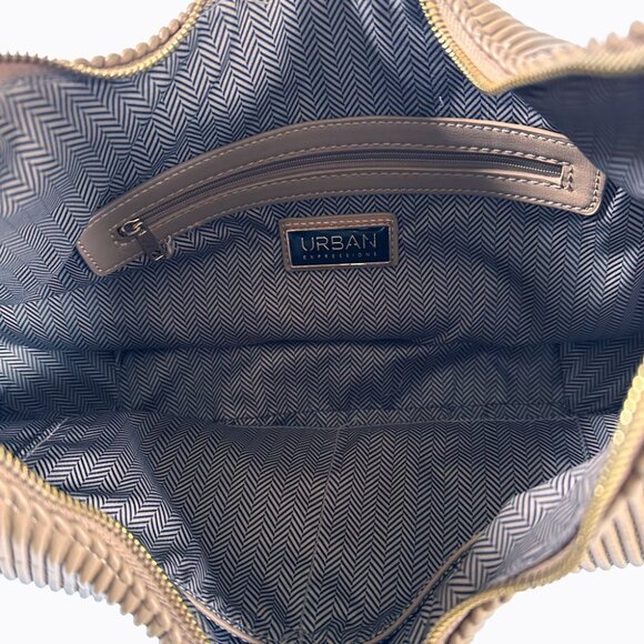 Urban Expressions Textured Knot Hobo Shoulder Bag Vegan Leather Taupe Y2K Boho - Picture 10 of 12